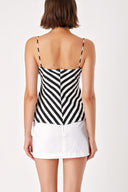 Striped Degage collar  strappy  blouse  19755