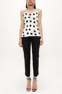 Spotted Degage collar  strappy  blouse  19755