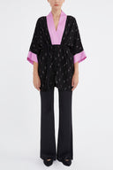 Black Contrast colour maxi kimono 19757