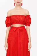 Red Brode  short blouse  19758