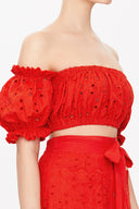 Red Brode  short blouse  19758