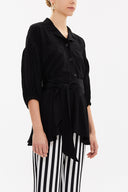 Black Balloon sleeve    wide cut blouse  19761