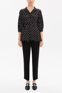 Spotted Balloon sleeve    wide cut blouse  19761