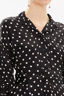 Spotted Balloon sleeve    wide cut blouse  19761