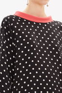 Black Contrast fabric detail wide cut blouse  19762