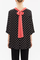 Black Contrast fabric detail wide cut blouse  19762