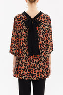 Patterned Contrast fabric detail wide cut blouse  19762