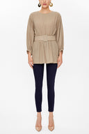 Mink Balloon sleeve  belted  blouse  19764