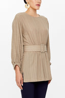 Mink Balloon sleeve  belted  blouse  19764