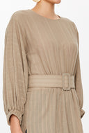 Mink Balloon sleeve  belted  blouse  19764