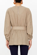 Mink Balloon sleeve  belted  blouse  19764