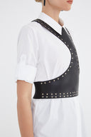 Black Leather  corset   19768