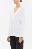 White V-neck  wide cut blouse  19784