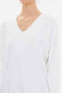 White V-neck  wide cut blouse  19784