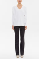 White V-neck  wide cut blouse  19784