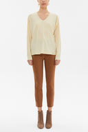 Yellow V-neck  wide cut blouse  19784