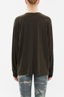 Khaki V-neck  wide cut blouse  19784