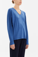 Sax V-neck  wide cut blouse  19784