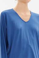 Sax V-neck  wide cut blouse  19784