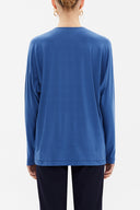 Sax V-neck  wide cut blouse  19784