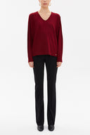Burgundy V-neck  wide cut blouse  19784