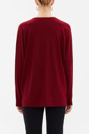 Burgundy V-neck  wide cut blouse  19784