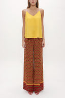 Yellow Strappy  V-neck  blouse  19792