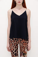 Navy Blue Strappy  V-neck  blouse  19792