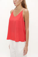 Red Strappy  V-neck  blouse  19792