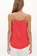 Red Strappy  V-neck  blouse  19792