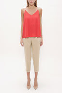 Red Strappy  V-neck  blouse  19792