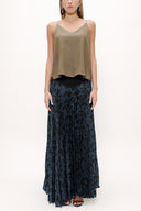 Khaki Strappy  V-neck  blouse  19792