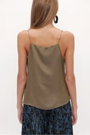 Khaki Strappy  V-neck  blouse  19792