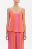 Salmon Strappy  V-neck  blouse  19792