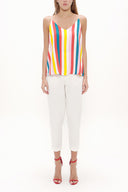 Striped Strappy  V-neck  blouse  19792