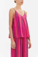 Pink Striped Strappy  V-neck  blouse  19792
