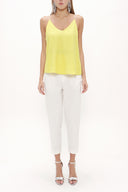 Light Olive Green Strappy  V-neck  blouse  19792