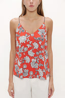 Red Ecru Strappy  V-neck  blouse  19792