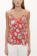 Red Ecru Strappy  V-neck  blouse  19792