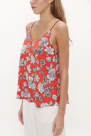 Red Ecru Strappy  V-neck  blouse  19792