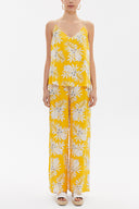 Yellow Ecru Strappy  V-neck  blouse  19792