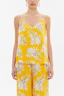 Yellow Ecru Strappy  V-neck  blouse  19792