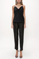 Black Degage collar  strappy  blouse  19798