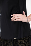 Black Degage collar  strappy  blouse  19798