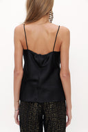 Black Degage collar  strappy  blouse  19798