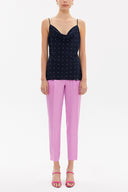 Navy Blue Degage collar  strappy  blouse  19798