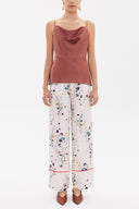 Brown Degage collar  strappy  blouse  19798