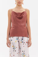 Brown Degage collar  strappy  blouse  19798