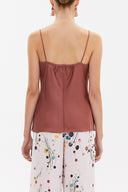 Brown Degage collar  strappy  blouse  19798