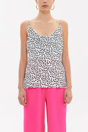 Black White Degage collar  strappy  blouse  19798